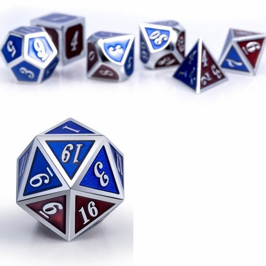 Dice Habit Dobbelstenen | Metal & Enamel Dice Set - Burgundy & Blue