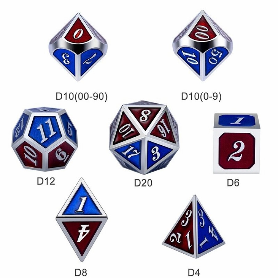 Dice Habit Dobbelstenen | Metal & Enamel Dice Set - Burgundy & Blue