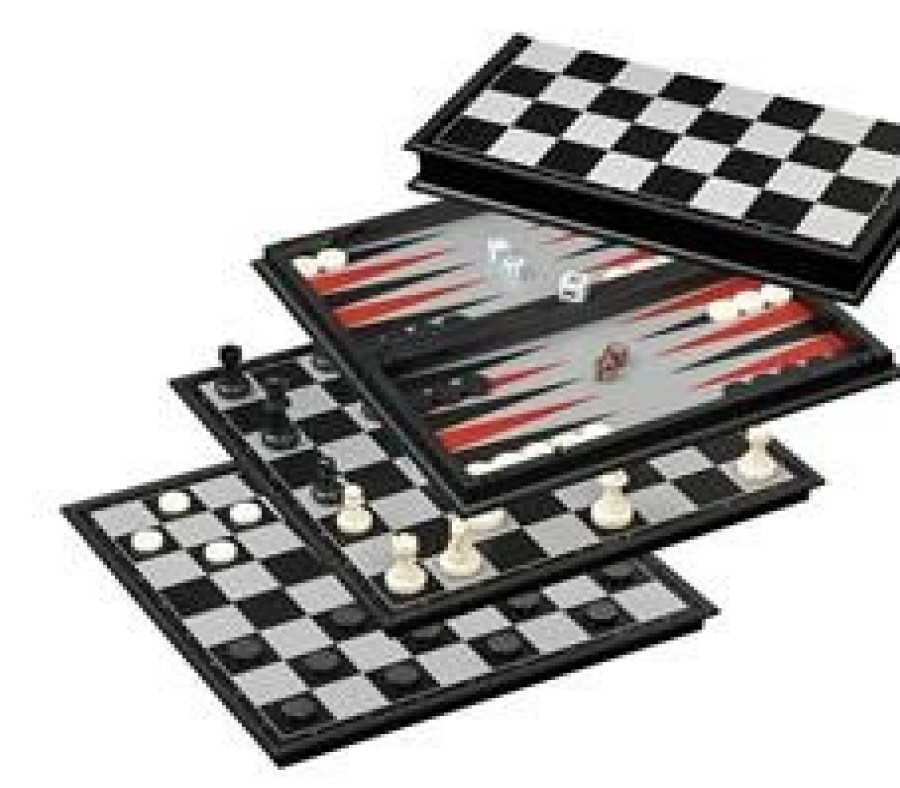 Philos Schaaksets | Schaak/Dam/Backgammon Kassette Veld 37 Mm, Koningshoogte 66 Mm