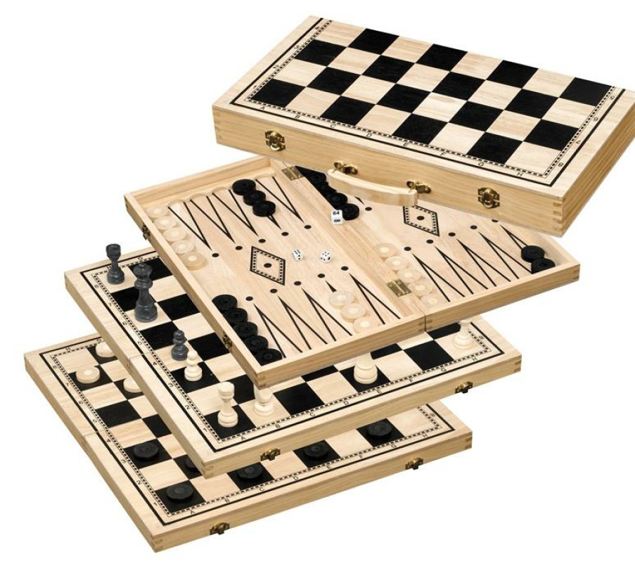 Philos Schaaksets | Schaak/Dam/Backgammon Kassette Veld 50 Mm, Koningshoogte 100 Mm