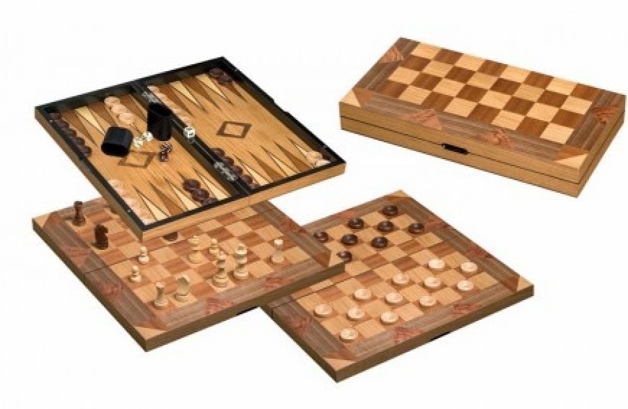 Philos Hout | Schaak/Dam/Backgammon Kassette Veld 43 Mm, Koningshoogte 77 Mm