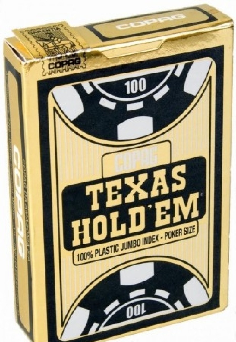 Copag Speelkaarten | Copag - Texas Hold'Em Gold - Jumbo Face - 2 Index - Tbx Black