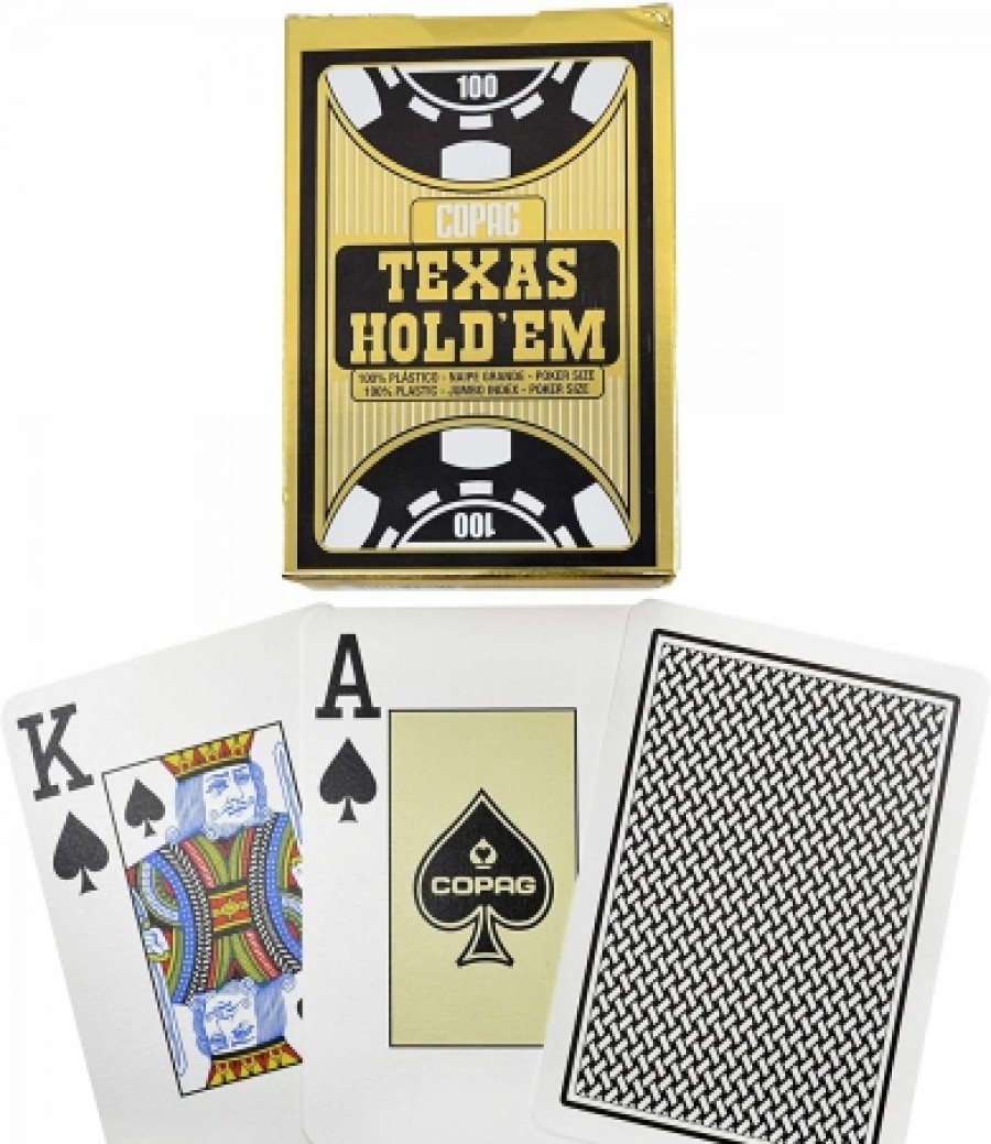 Copag Speelkaarten | Copag - Texas Hold'Em Gold - Jumbo Face - 2 Index - Tbx Black