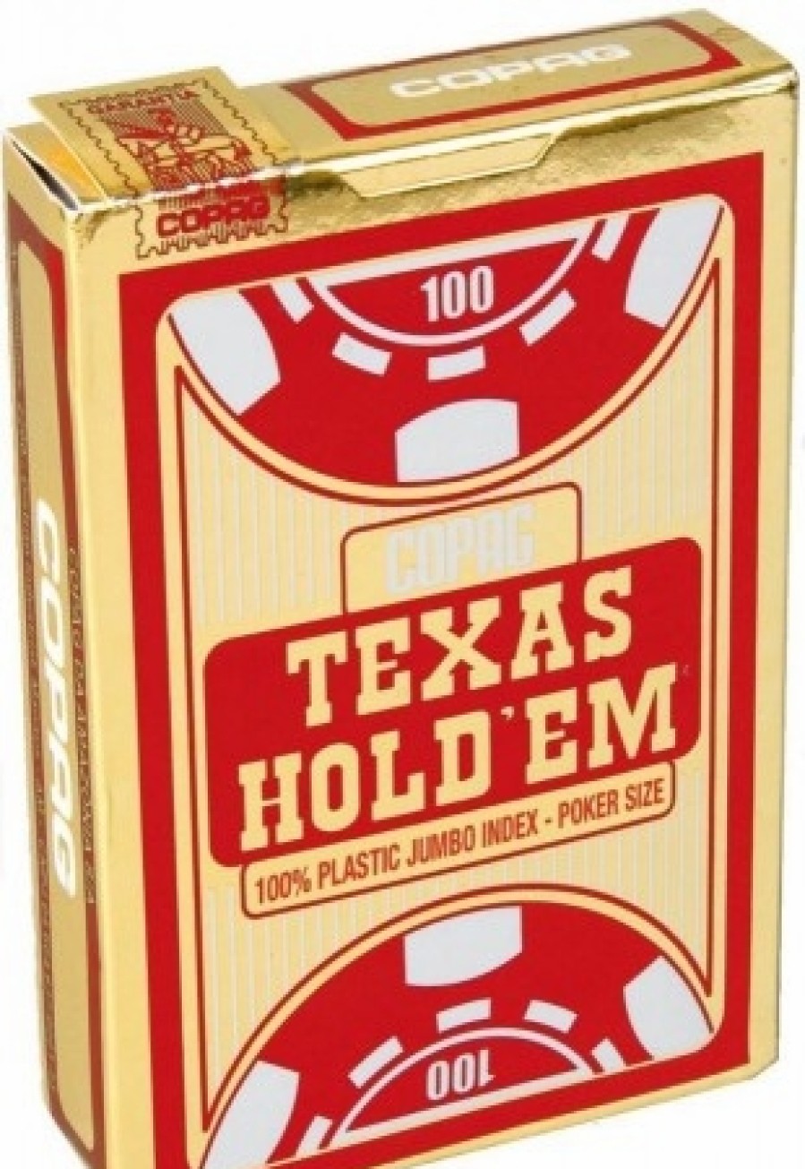 Copag Speelkaarten | Copag - Texas Hold'Em Gold - Jumbo Face - 2 Index - Tbx Red