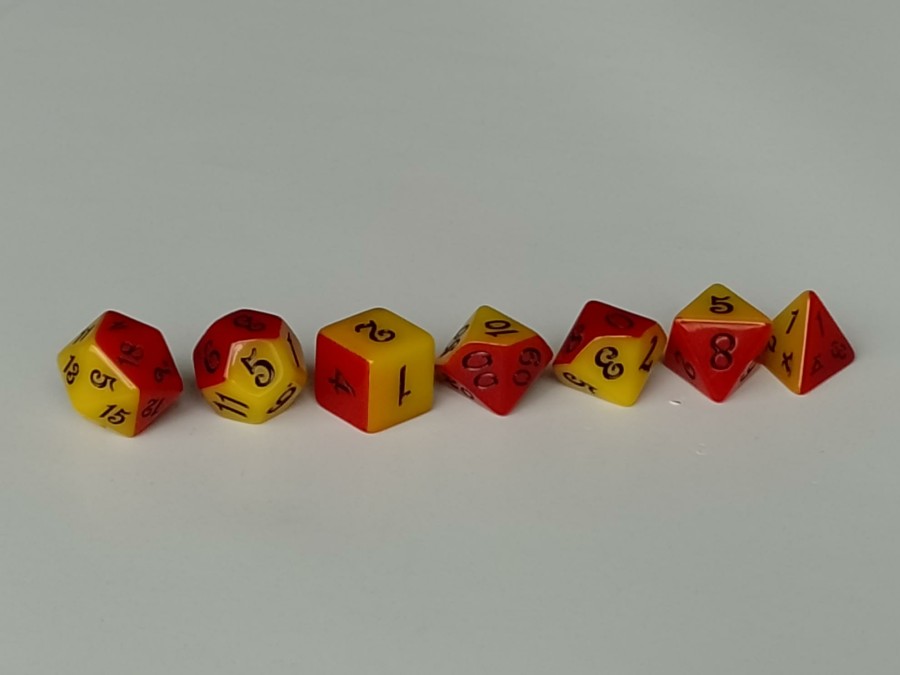 Spellenhuis Dobbelstenen | Rpg Dice Set (7) Layerd Color Geel/Rood