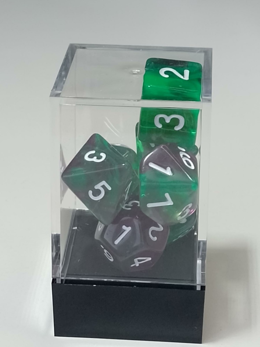 Spellehuis Dobbelstenen | Rpg Dice Set (7) Double Transparant Groen/Paars