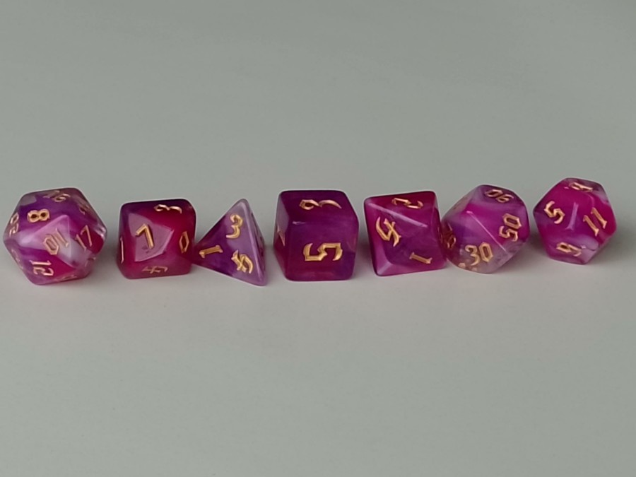 Spellenhuis Dobbelstenen | Rpg Dice Set (7) Double Transparant Roze/Paars