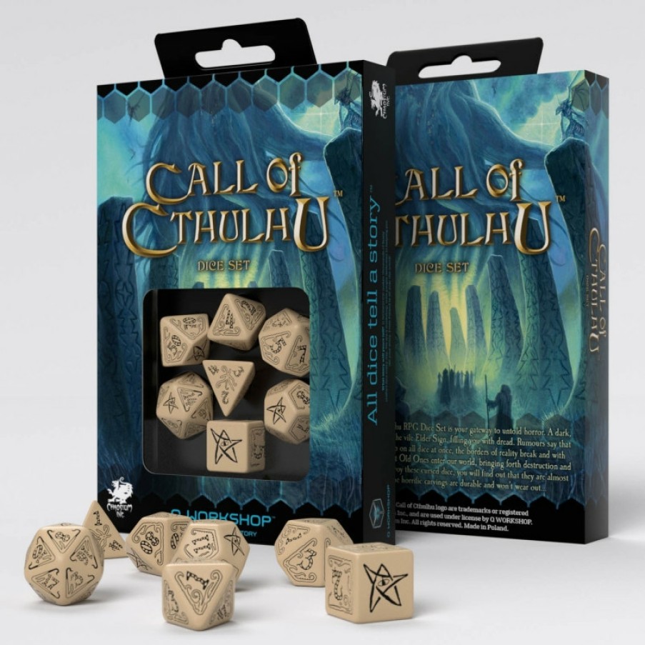 Q Workshop Dobbelstenen | Call Of Cthulhu Beige & Black Dice Set (7)