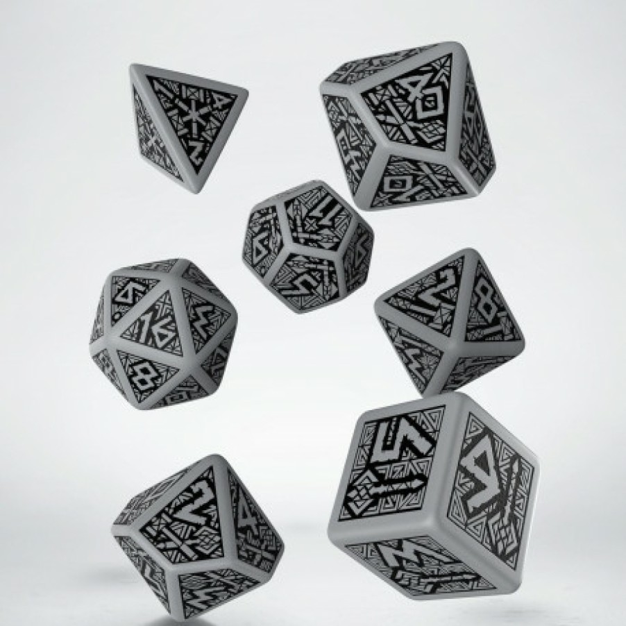 Q Workshop Dobbelstenen | Dwarven Gray & Black Dice Set (7)