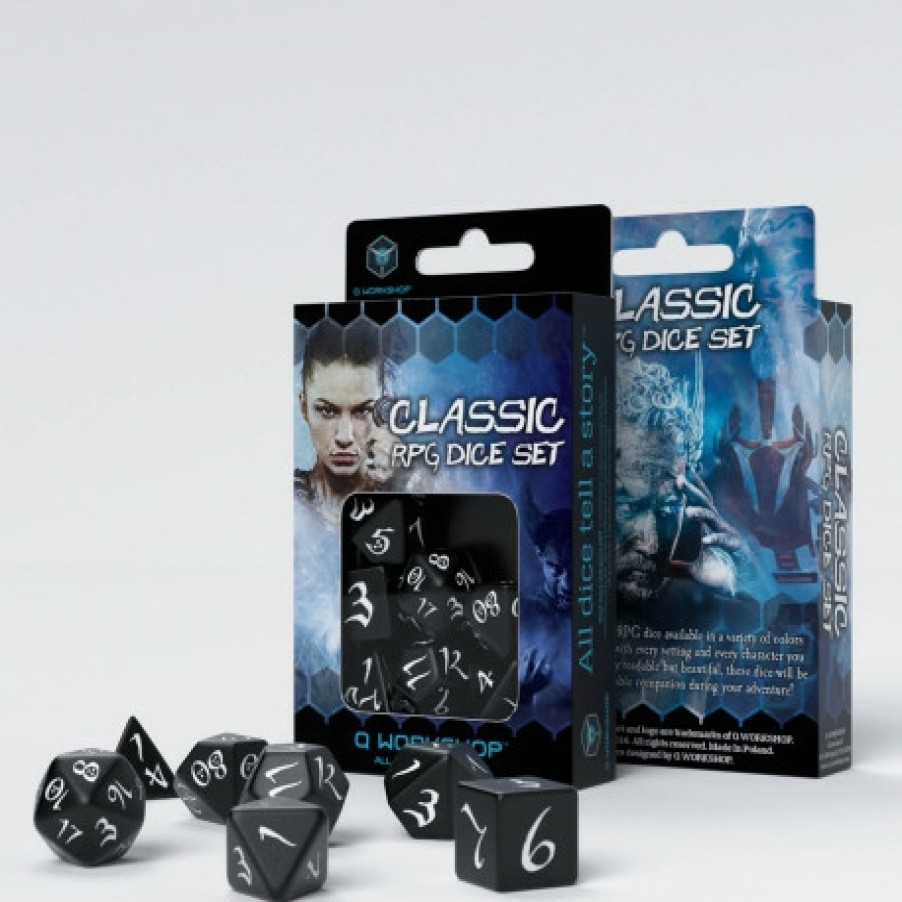 Q Workshop Dobbelstenen | Classic Rpg Black & White Dice Set (7)