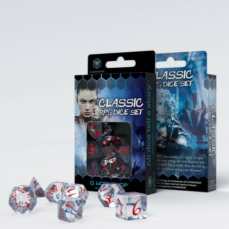 Q Workshop Dobbelstenen | Classic Rpg Translucent & Blue-Red Dice Set (7)