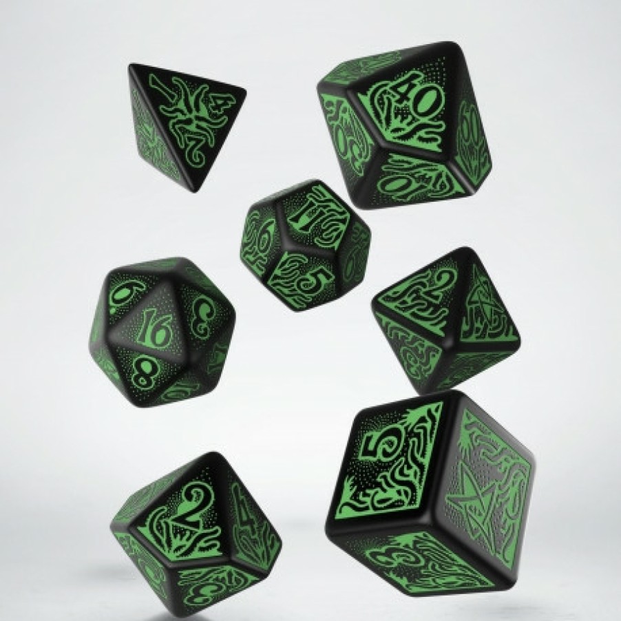 Q Workshop Dobbelstenen | Call Of Cthulhu 7Th Edition Black & Green Dice Set (7)