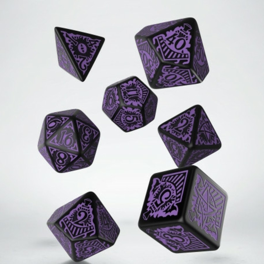 Q Workshop Dobbelstenen | Coc Horror On The Orient Express Black & Purple Dice Set (7)