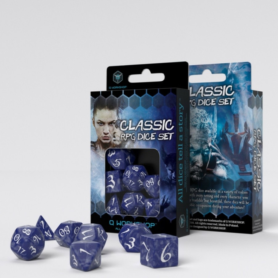 Q Workshop Dobbelstenen | Classic Rpg Cobalt & White Dice Set (7)