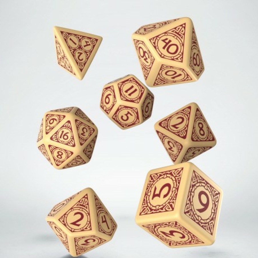 Q Workshop Dobbelstenen | Viking Beige & Burgundy Dice Set (7)