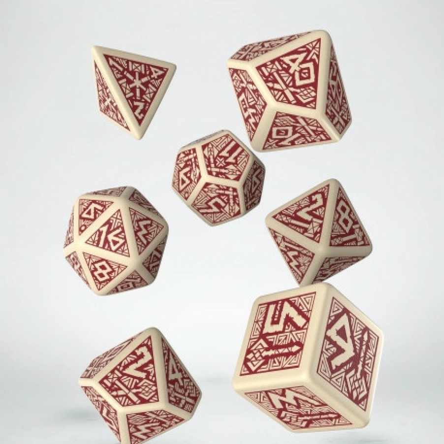 Q Workshop Dobbelstenen | Dwarven Beige & Burgundy Dice Set (7)