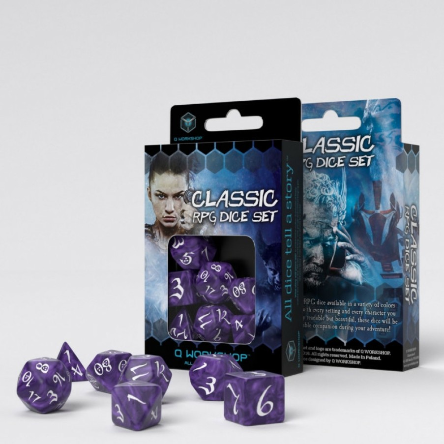 Q Workshop Dobbelstenen | Classic Rpg Lavender & White Dice Set (7)