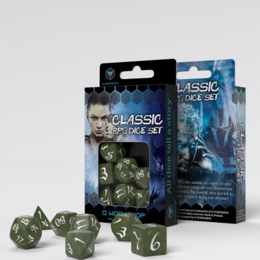 Q Workshop Dobbelstenen | Classic Rpg Olive & White Dice Set (7)