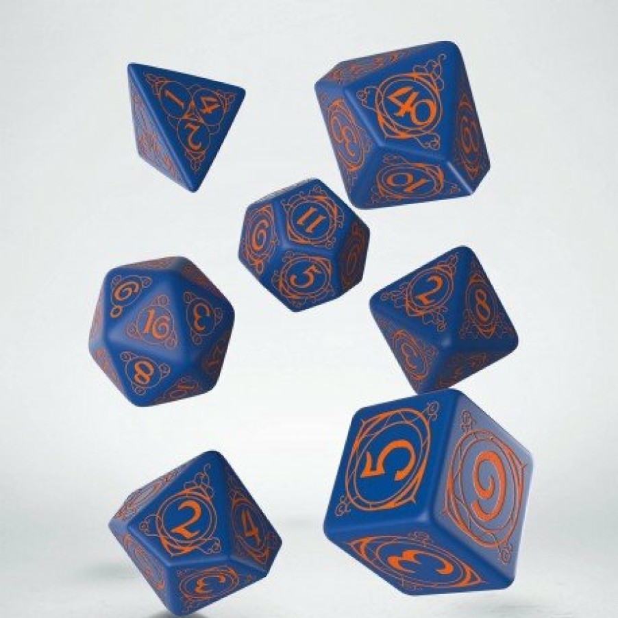 Q Workshop Dobbelstenen | Wizard Dark-Blue & Orange Dice Set