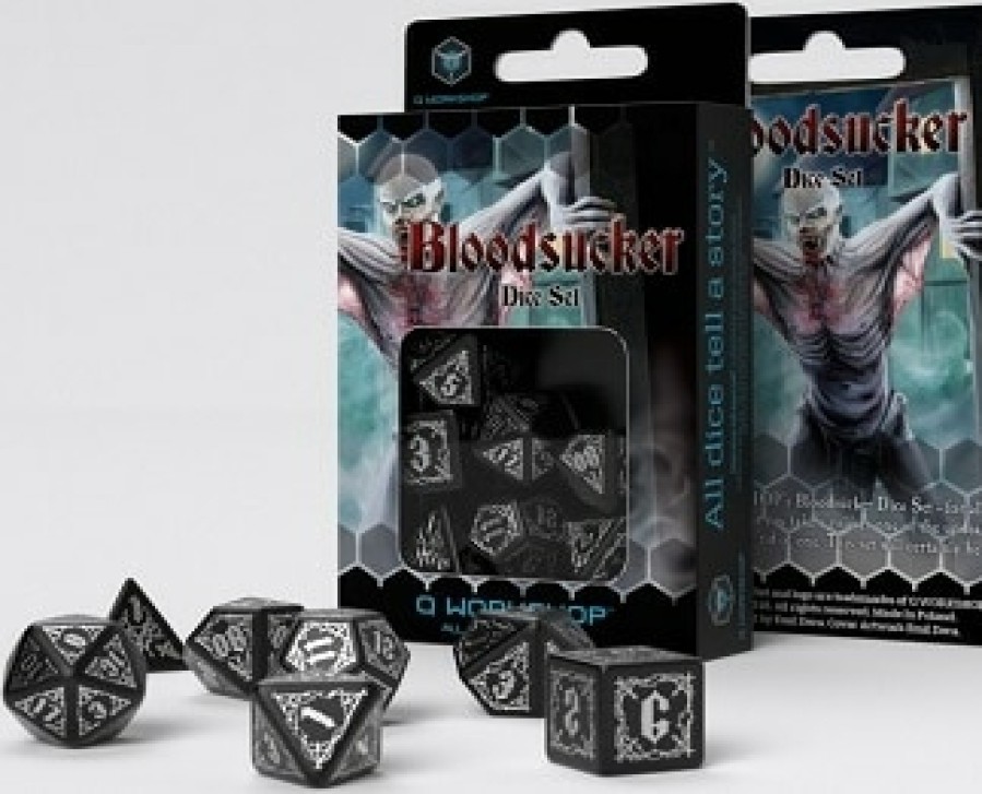 Q Workshop Dobbelstenen | Bloodsucker Black & Silver Dice Set