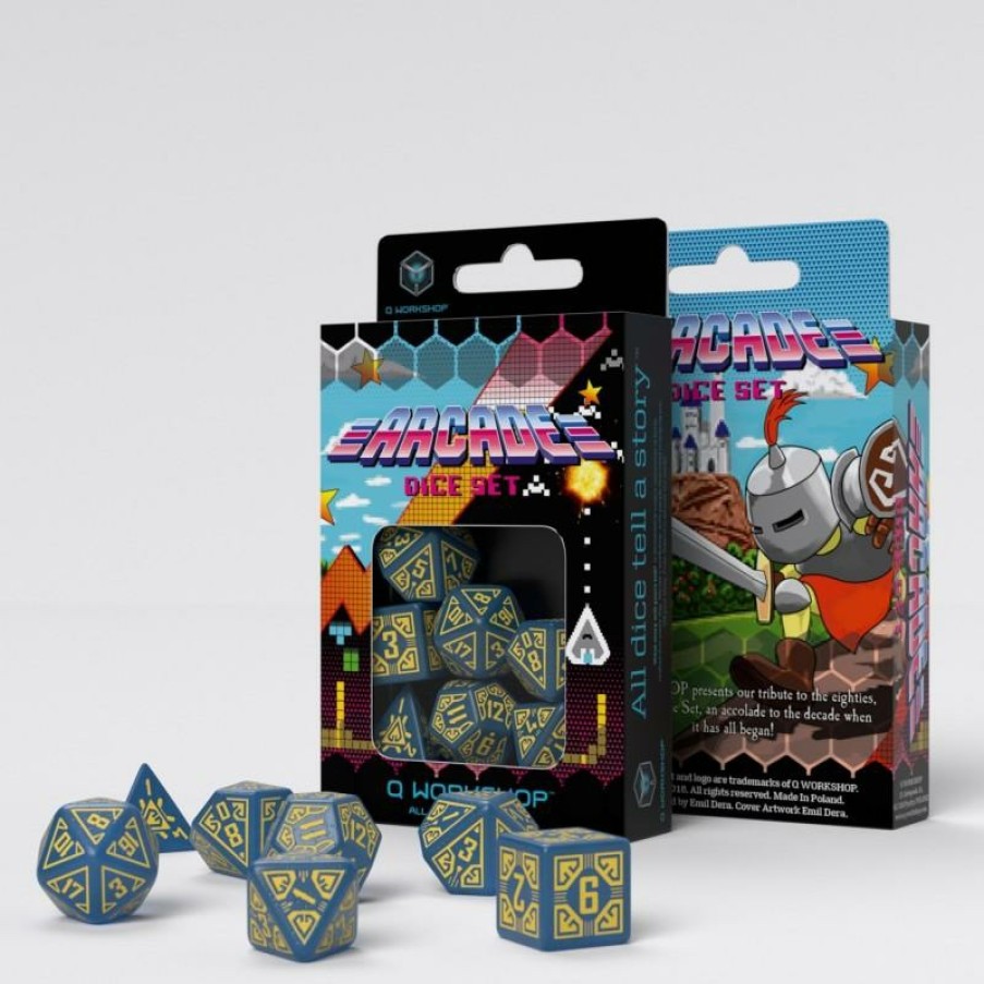 Q Workshop Dobbelstenen | Arcade Blue & Yellow Dice Set