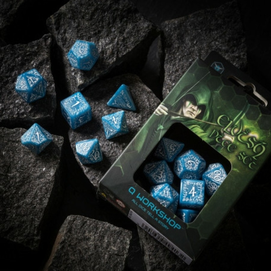 Q Workshop Dobbelstenen | Elvish Glacier & White Dice Set (7)