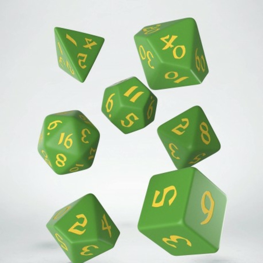 Q Workshop Dobbelstenen | Classic Runic Green & Yellow Dice Set (7)