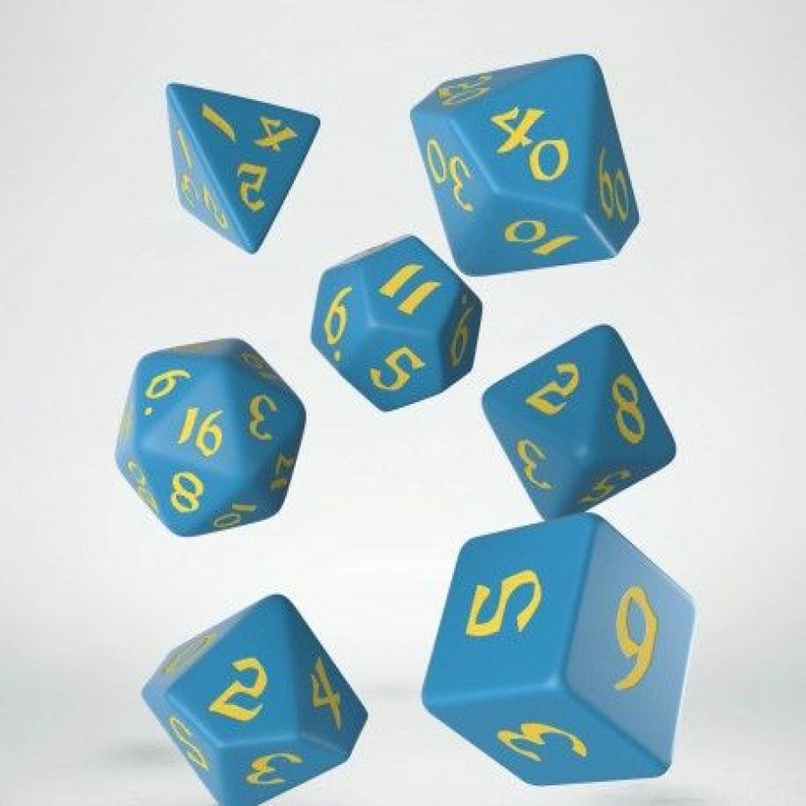 Q Workshop Dobbelstenen | Classic Runic Blue & Yellow Dice Set (7)