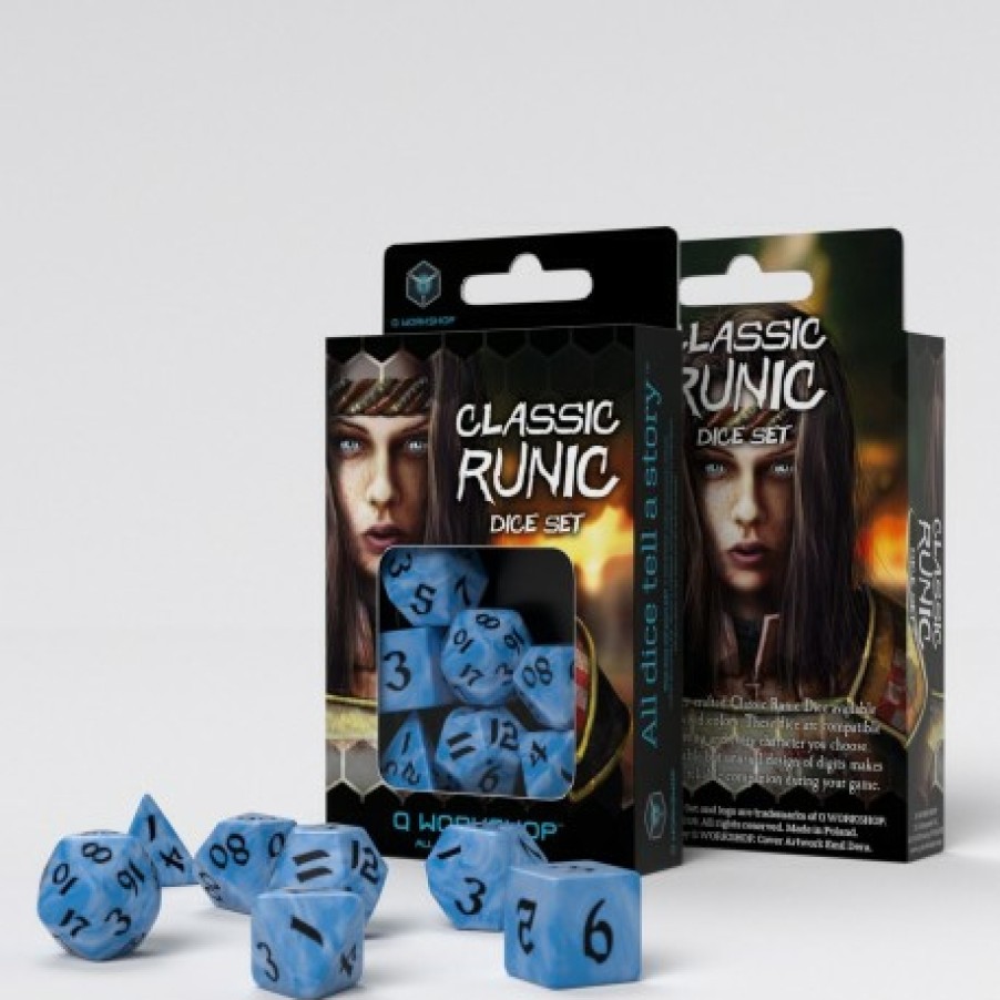 Q Workshop Dobbelstenen | Classic Runic Glacier & Black Dice Set 7