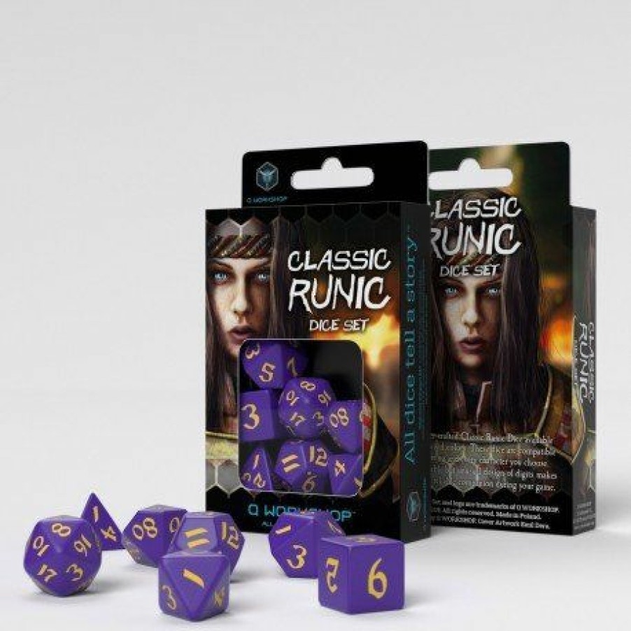 Q Workshop Dobbelstenen | Classic Runic Purple & Yellow Dice (7)