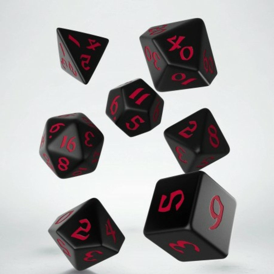 Q Workshop Dobbelstenen | Classic Runic Black & Red Dice Set (7)