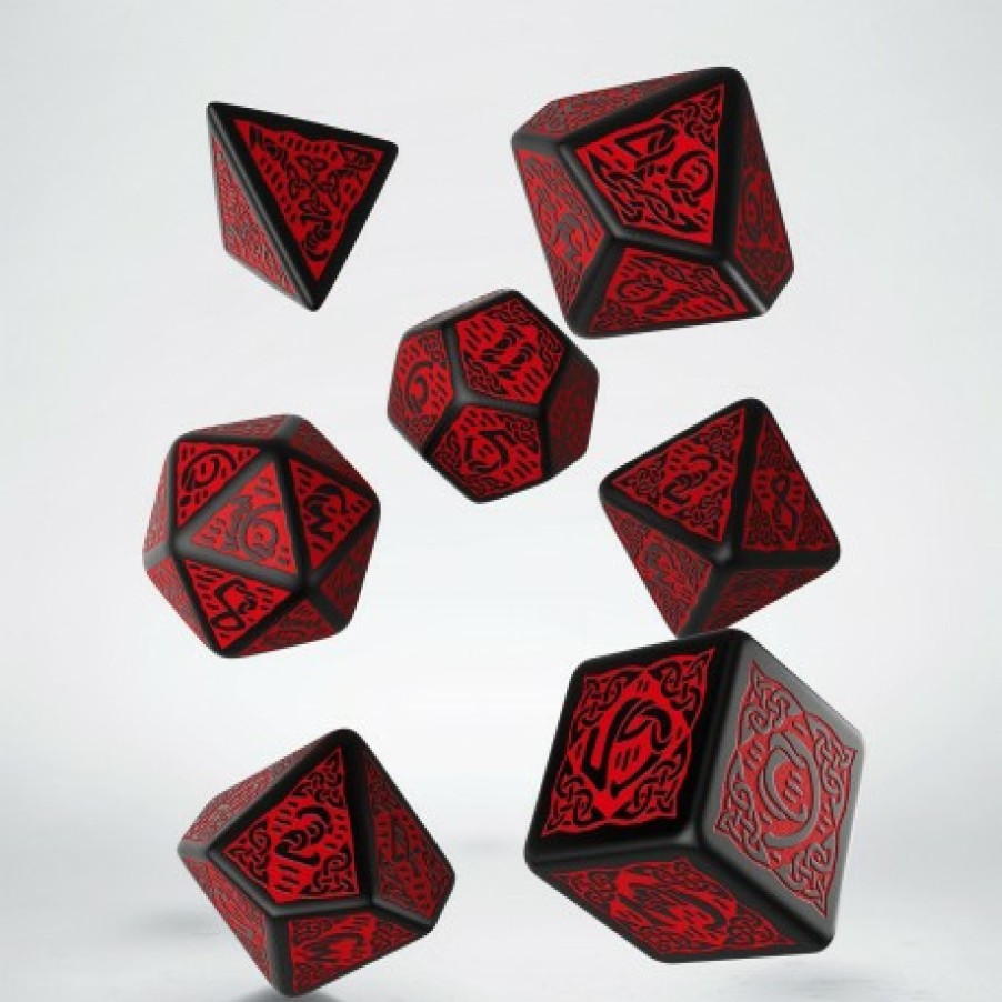 Q Workshop Dobbelstenen | Celtic 3D Revised Black & Red Dice Set (7)