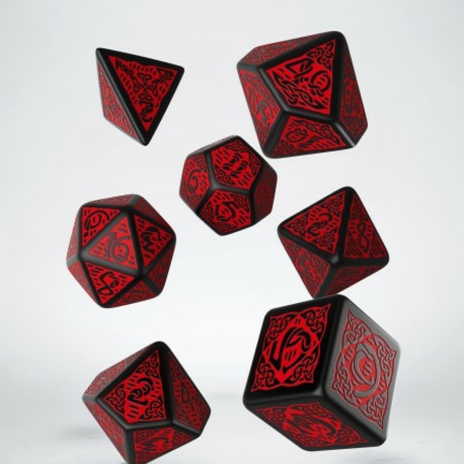 Q Workshop Dobbelstenen | Celtic Black & Red Dice Set