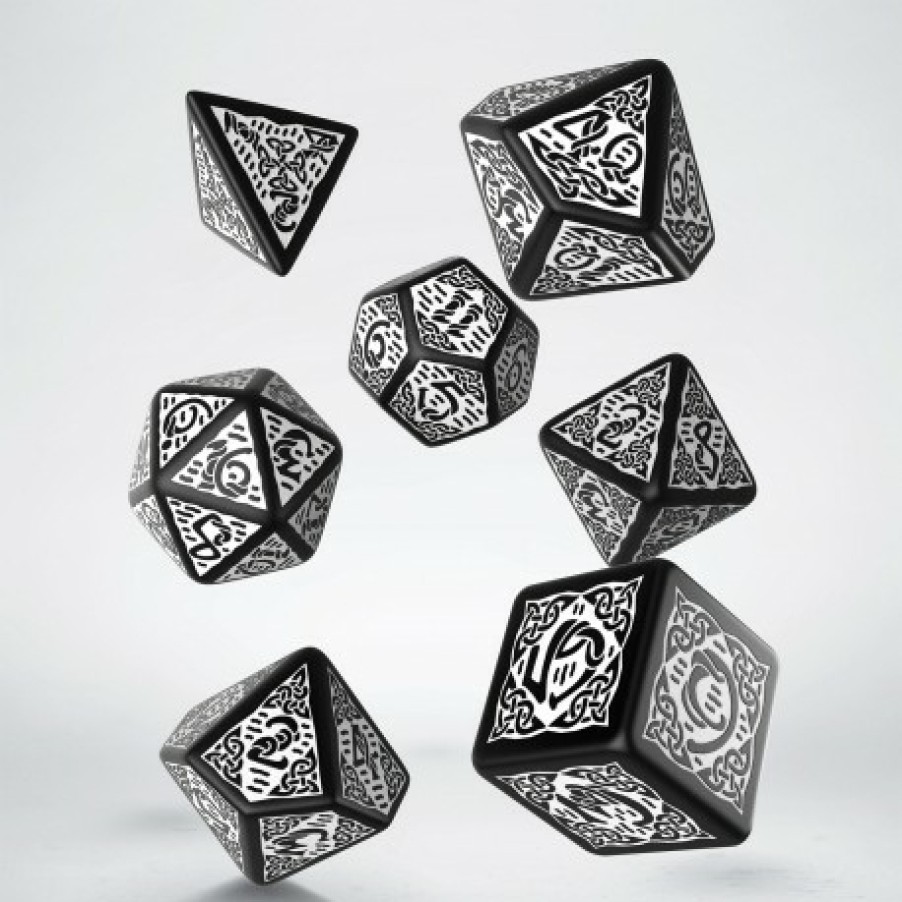 Q Workshop Dobbelstenen | Celtic 3D Revised Black & White Dice Set