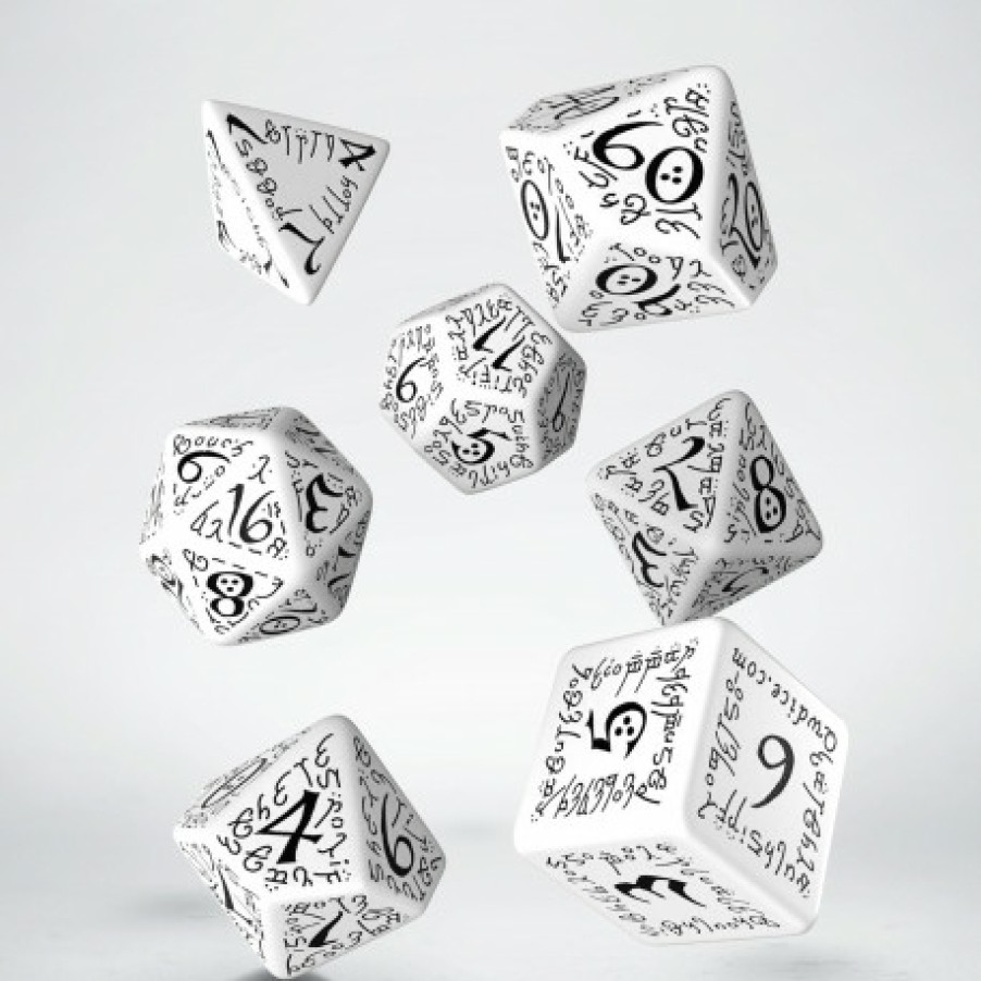 Q Workshop Dobbelstenen | Elvish White & Black Dice Set (7)