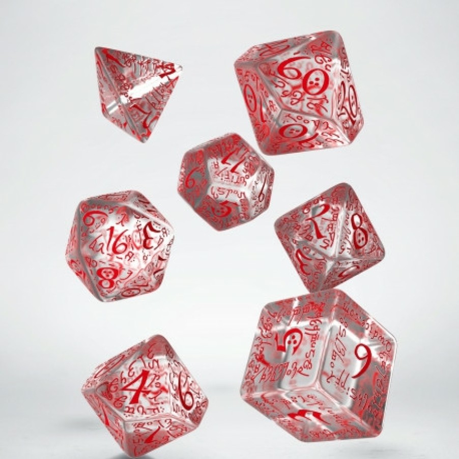 Q Workshop Dobbelstenen | Elvish Translucent & Red Dice Set (7)