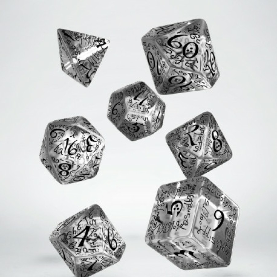 Q Workshop Dobbelstenen | Elvish Translucent & Black Dice Set (7)