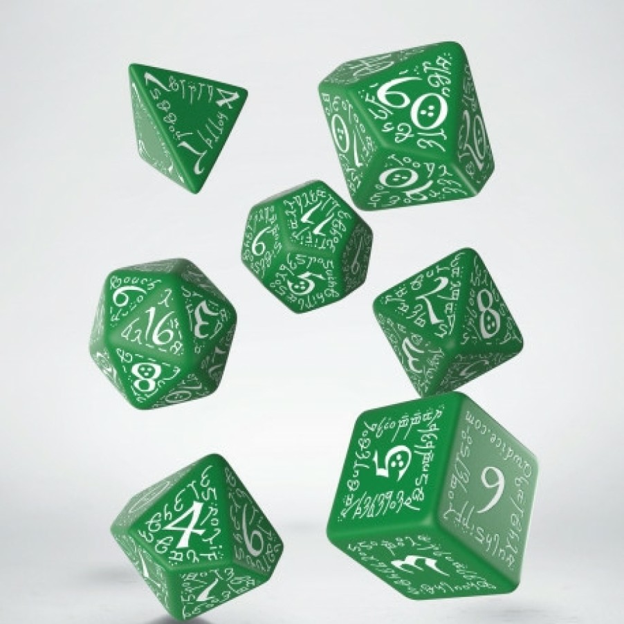 Q Workshop Dobbelstenen | Elvish Green & White Dice Set (7)