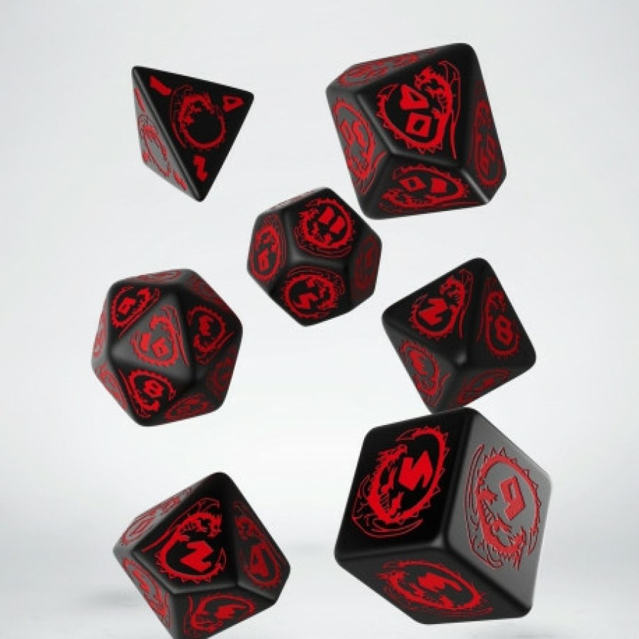 Q Workshop Dobbelstenen | Dragons Black & Red Dice Set (7)