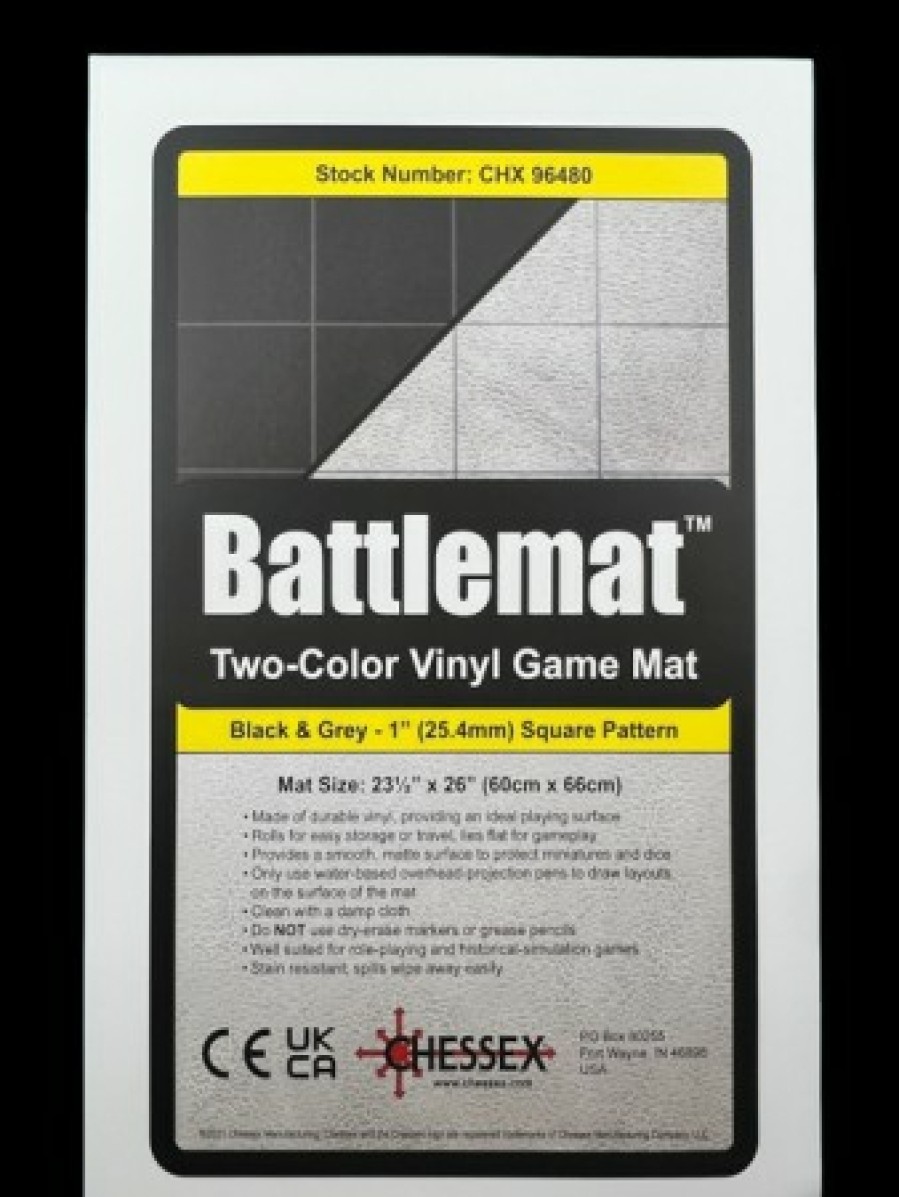 Ches Battlemats | Reversible Battlemat 1 Inch Squares Zwart-Grijs