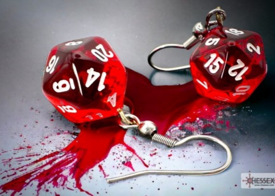 Ches Oorbellen | Hook Earrings Translucent Red Mini-Poly D20