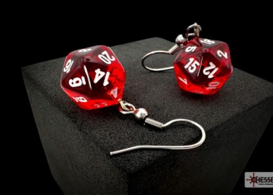 Ches Oorbellen | Hook Earrings Translucent Red Mini-Poly D20