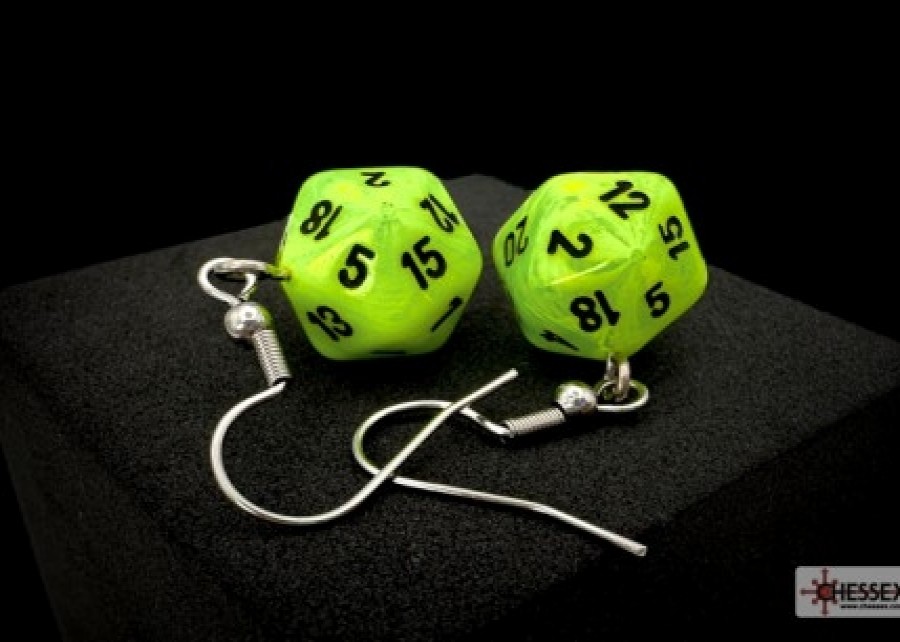 Ches Oorbellen | Hook Earrings Vortex Bright Green Mini-Poly D20