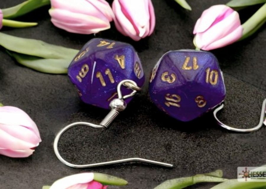 Ches Oorbellen | Hook Earrings Borealis Royal Purple Mini-Poly D20