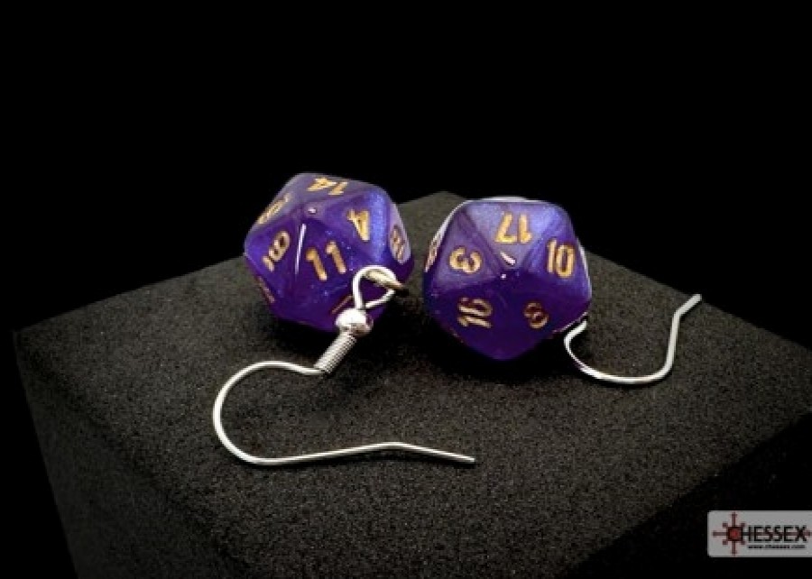 Ches Oorbellen | Hook Earrings Borealis Royal Purple Mini-Poly D20