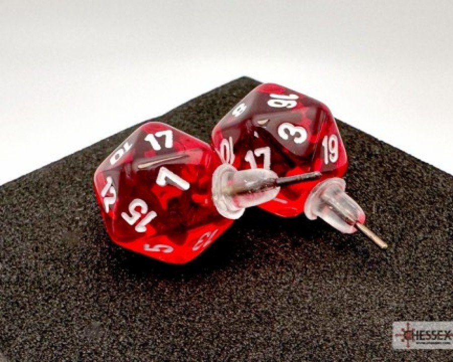 Ches Oorbellen | Stud Earrings Translucent Red Mini-Poly D20