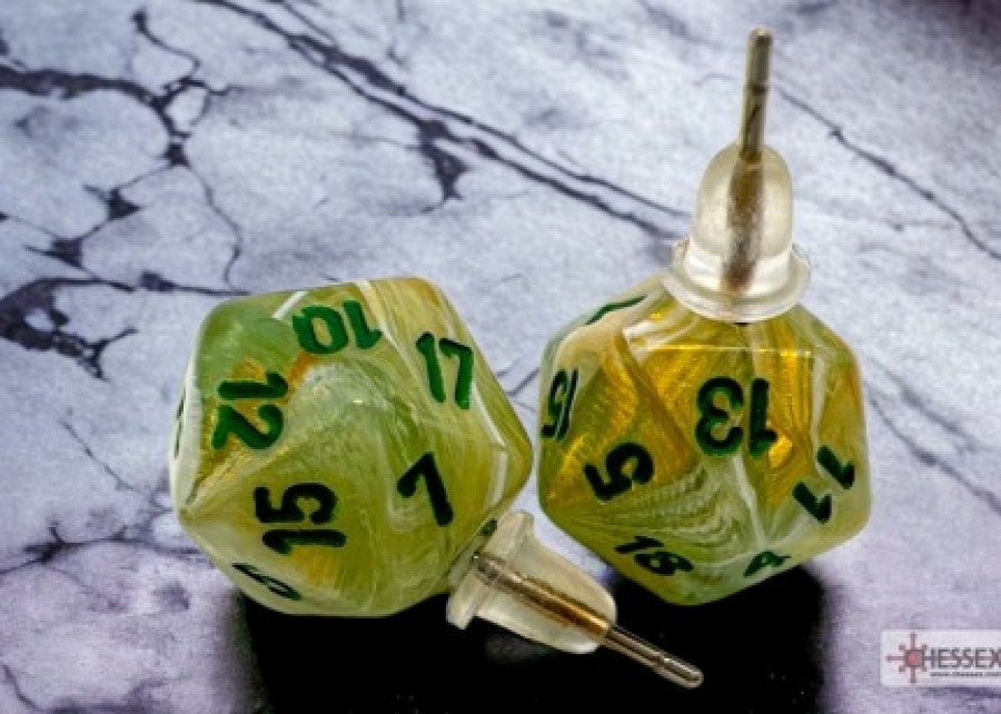 Ches Oorbellen | Stud Earrings Marble Green Mini-Poly D20