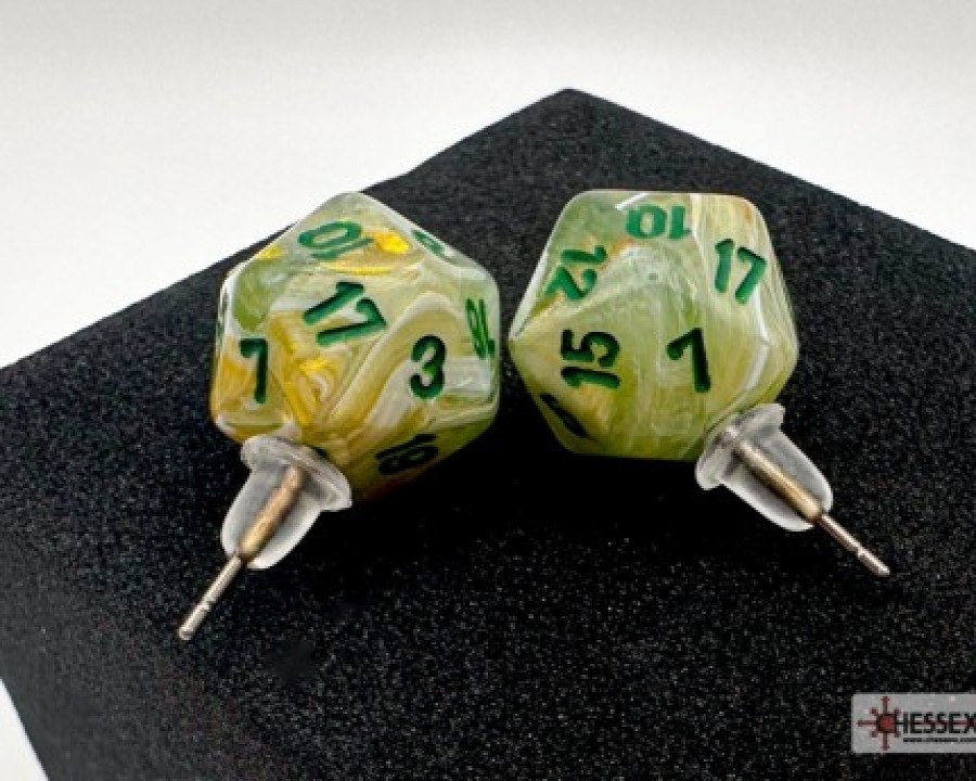 Ches Oorbellen | Stud Earrings Marble Green Mini-Poly D20