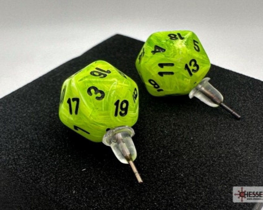 Ches Oorbellen | Stud Earrings Vortex Bright Green Mini-Poly D20