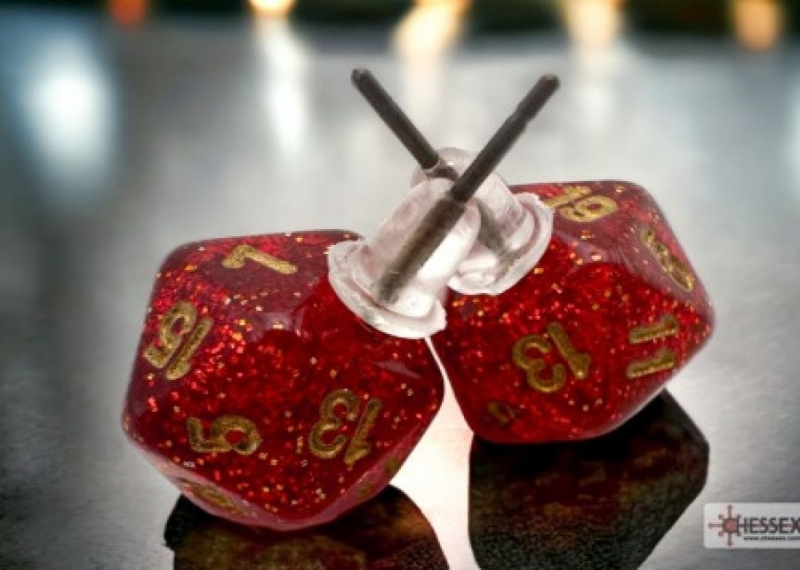 Ches Oorbellen | Stud Earrings Glitter Ruby Mini-Poly D20